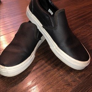 Black leather slip on vans